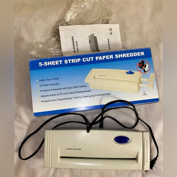 5-Sheet Strip Cut Paper Shredder - Cream - Picture 1 of 3